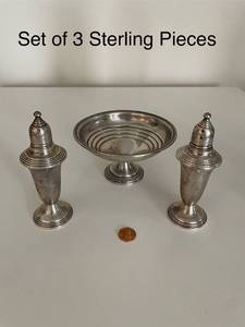 lot 53 image: Set of 3 Sterling Silver Pieces with Weighted Bases