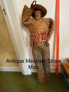 lot 65 image: Vintage Mexican Straw Man Woven Sculpture