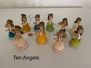 lot 79 image: Set of 10 Vintage Handmade Angel Figurines