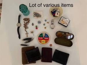 lot 81 image: Assorted Collectible Items Including Brazing Glasses, Watches, Rosary, and Trinkets