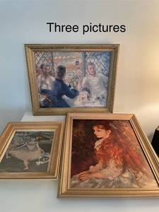 lot 93 image: Set of 3 Framed Art Prints Dancer, Luncheon, and Portrait