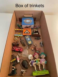 lot 100 image: Box of Assorted Vintage Trinkets and Toys - Metal Soldiers and More