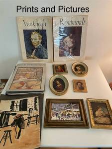 lot 101 image: Collection of Art Prints and Pictures Including Van Gogh, Rembrandt, and French Impressionists