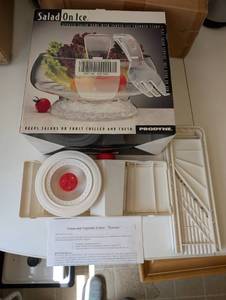 lot 157 image: Prodyne Salad-On-Ice Bowl and Genius Onion and Vegetable Cutter Set