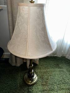 lot 171 image: Vintage Brass Table Lamp with Embossed Fabric Shade