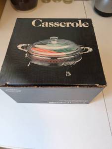 lot 175 image: Elegant Silverplated Casserole with Glass Lid and Stand