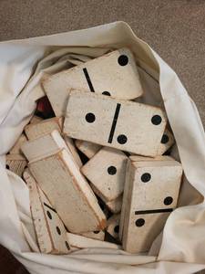 lot 213 image: Set of Giant Wooden Dominoes in Canvas Bag