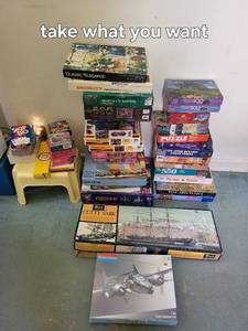 lot 227 image: TAKE WHAT YOU WANT Collection of Assorted Jigsaw Puzzles with Classic Models