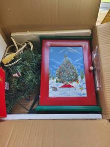 lot 230 image: Christmas Wooden Advent Calendar Cabinet with Glass Ornaments
