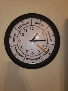 lot 252 image: Weekday Analog Wall Clock with Day Indication