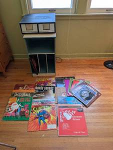 lot 506 image: Lot of Vintage Sheet Music and VHS Tapes with Storage Cabinet