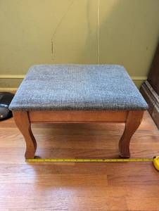 lot 509 image: Vintage Wooden Footstool with Upholstered Seat