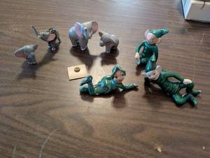 lot 533 image: Set of Vintage Ceramic Elephants and 3 Pixie Figurines