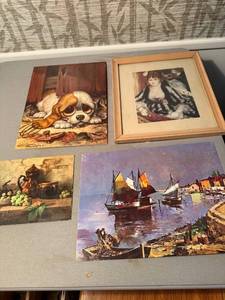 lot 296 image: Collection of 4 Framed and Unframed Art Prints
