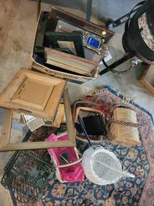 lot 334 image: Collection of Various Picture Frames and Decorative Metal Bird Cage