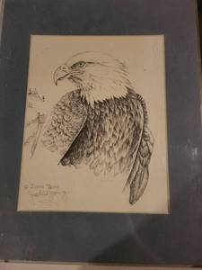 lot 366 image: Eagle sketch signed by artist Justin Young