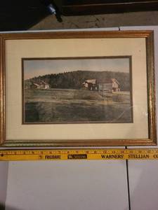 lot 366C image: Vintage photograph of rustic buildings, framed and ready to display.