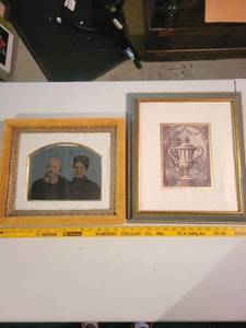 lot 367 image: Set of 2 Framed Art Pieces Antique Photograph and Trophy Artwork