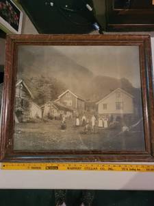 lot 371 image: Framed Vintage Photograph of Vik, Norway - Birthplace of John Aase