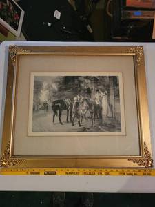 lot 375 image: Waller Antique Artwork The White Cockade Featuring Elegant Horse Scene
