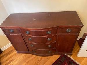 lot 41 image: Antique Wooden Buffet Sideboard - Storage Contents Not Included