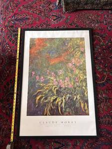 lot 61 image: Framed Claude Monet Print - Irises by the Pond