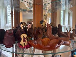 lot 101 image: Group Animal Figures including Handcarved Wooden Kenya