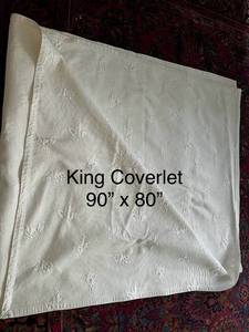 lot 115 image: King Size Coverlet with Floral Details and L.L. Bean Comforter