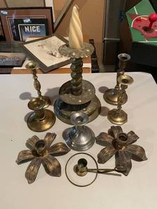 lot 395 image: Collection of Vintage and Brass Candle Holders