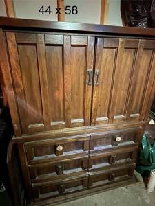 lot 486 image: Vintage Solid Wood China Cabinet with Storage Space