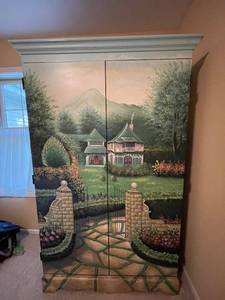 lot 511 image: Hand-Painted Armoire with Landscape Design