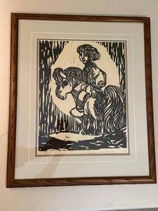 lot 514 image: Verne Anderson 73 Signed and Numbered Linocut Print Fairy Tale