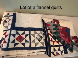 lot 532 image: Lot of 2 Flannel Quilts with Star and Patchwork Design