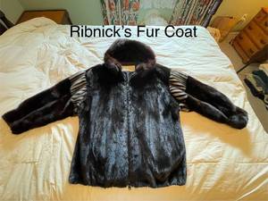 lot 541 image: Ribnicks USA Made Fur Coat with Zebra Sleeve Detailing