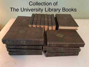 lot 550 image: Set of 24 Vintage The University Library Leather-Bound Books