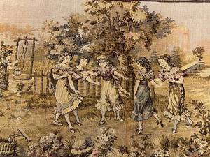 lot 575 image: Vintage Belgian Tapestry with Pastoral Scene