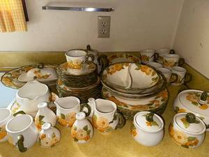 Metlox Poppy Trail Sculptured Zinnia Dinnerware Set