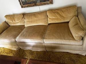 lot 12 image: Vintage Corduroy Sofa with Removable Cushions