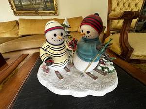 lot 27 image: Lenox Winter Snowman Figurine with Skiing Design