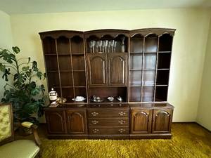 Mid-Century Ethan Allen Solid Wood Bookcase and Hutch Cabinet
