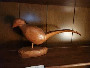lot 45 image: Hand-Carved Wooden Bird Sculpture