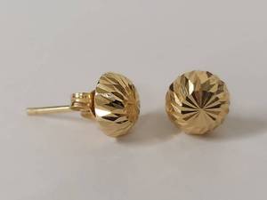 lot 59 image: Pair of 14k Yellow Gold Textured Ball Stud Earrings