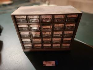 lot 82 image: Small Parts Organizer with Various Screws and Fasteners