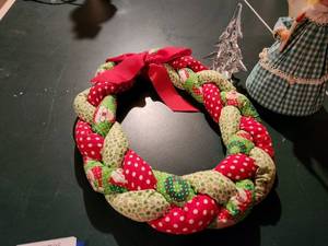 lot 86 image: Vintage Angel Doll and Braided Christmas Wreath with Glass Tree
