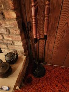 lot 117 image: Vintage Fireplace Tool Set with Stand