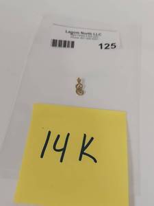 lot 125 image: 14k Gold Script Initial Pendant