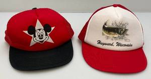 lot 207 image: Vintage Collectible Mickey Mouse & Hayward Wisconsin Snapback Hates
