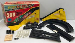 lot 17 image: 1968-69 Topper Brand Johnny Lightning 500  Track Set Seems Complete (One Car Present) In Original Box