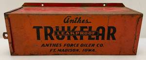 lot 36 image: Vintage Anthes Force Oiler Company TRUKFLAR Smudge Pot Container