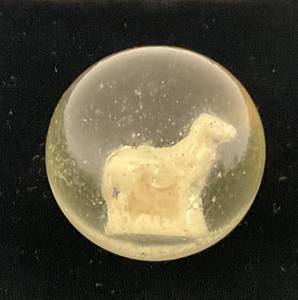 lot 230 image: 1800s Approximately 1 78 German Sulphide Marble With Greyhound Dog